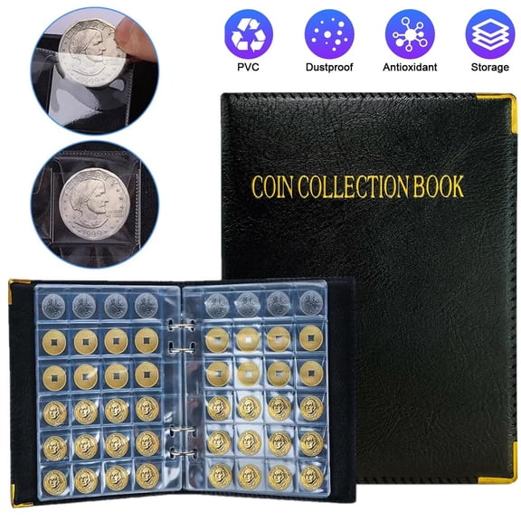 480 Pocket Coin Collection Album High Capacity Coin Storage Book with Clear PVC Sleeves, 20 Pages Organizer for Pennies Quarters Dollars Medals Badges Display & Protection