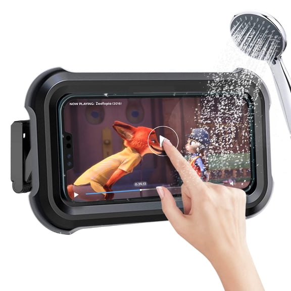 480° Rotating Shower Phone Holder Waterproof Case with Touch Screen,Shower Accessories Guardian Buddy Holder Wall Mount Shelf in Bathroom Bathtub for 4" - 7" Cell Phone