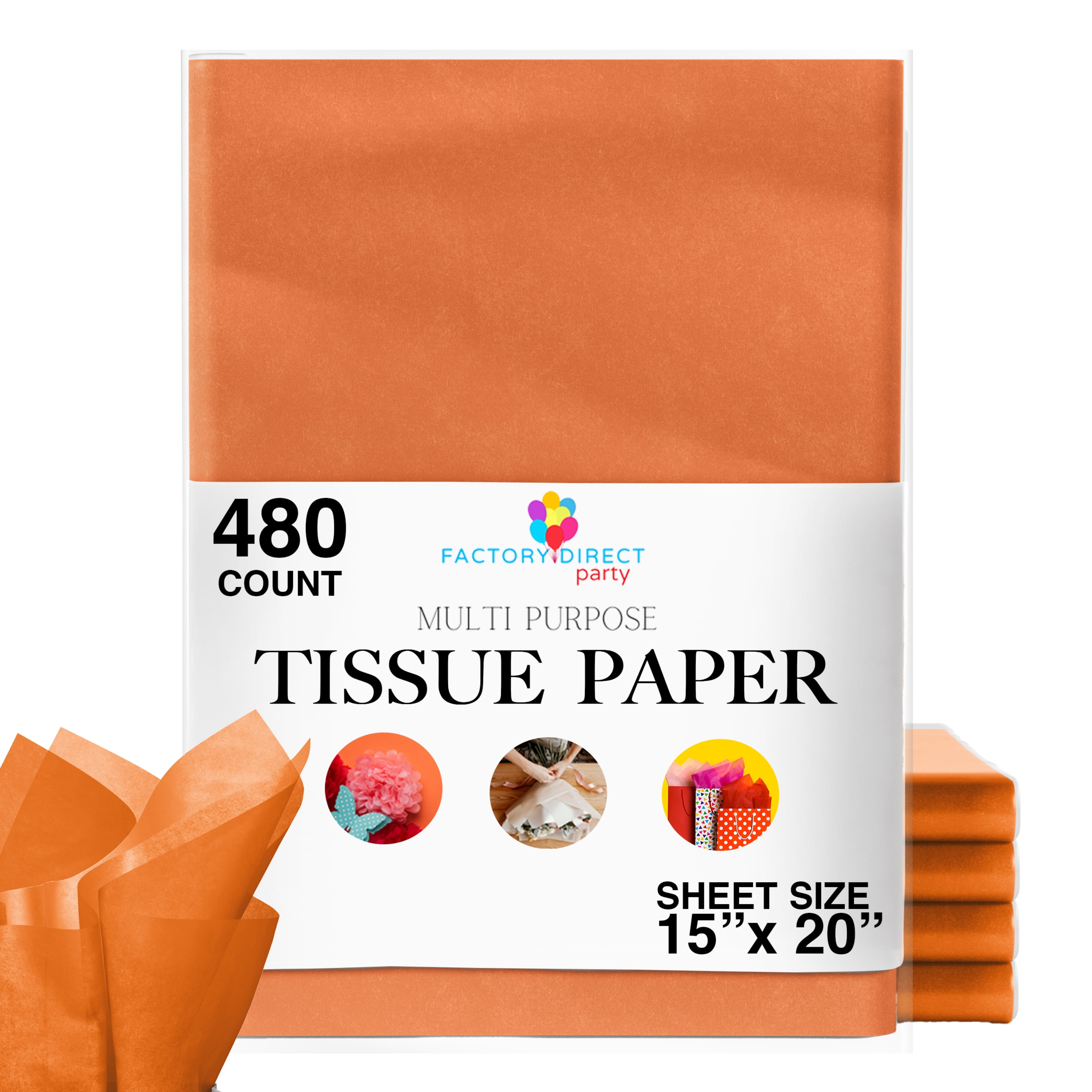 Naler 60 Sheets Orange Tissue Paper Bulk,14x 20 Crafts Wrapping Tissue  for Gift Bags DIY Packaging