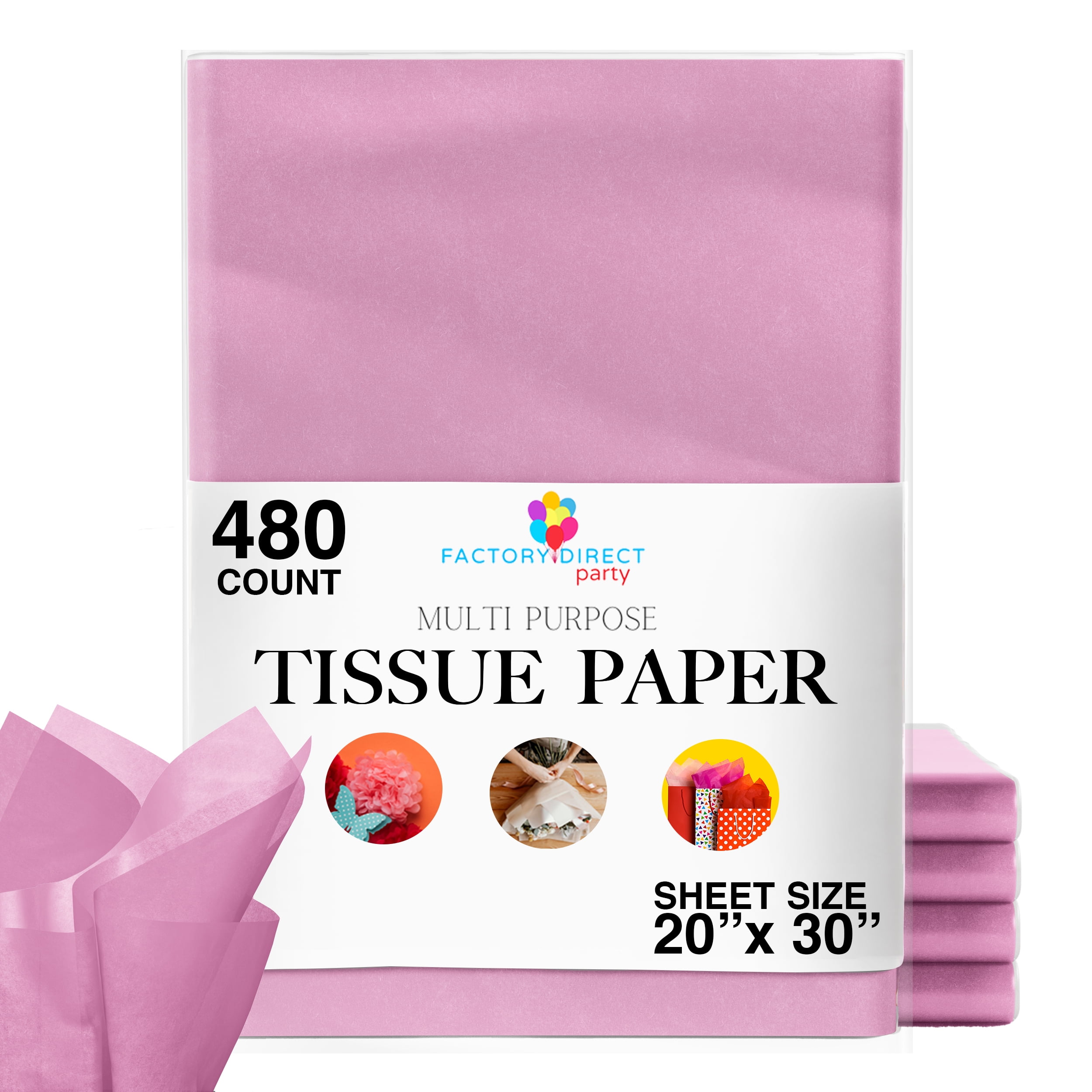 480 Sheets - 20 in. x 30 in. Packing Paper Sheets For Gift Wrapping And  Packing, Tissue Paper Ream - Pink
