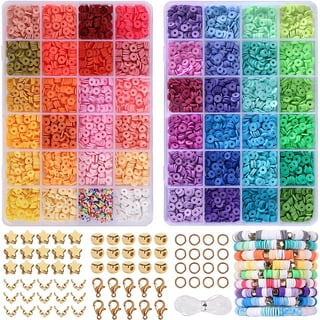Gionlion 6000 Pcs Clay Beads for Bracelet Making 24 Colors of Flat Round