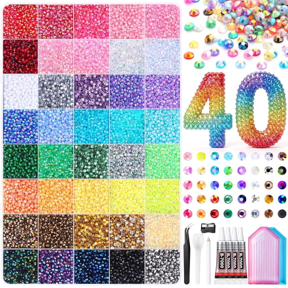 48000Pcs Resin Jelly Rhinestones for Bedazzling, 48 Colors 3mm Colorful Flatback Rhinestones Gems for Nails Face Makeup Tumblers DIY Jewelry Crafts