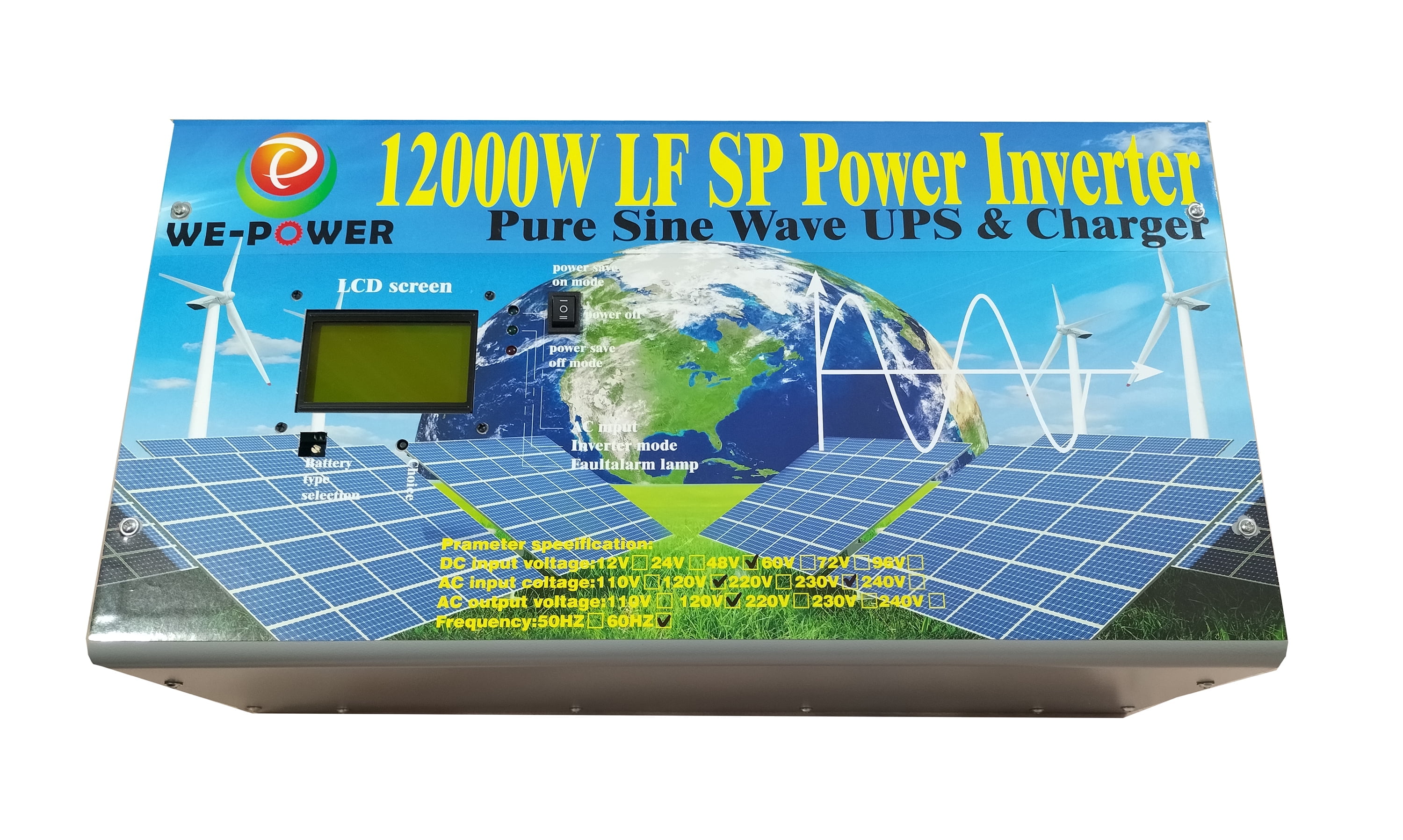 48000W Peak 12000W Power Inverter (6000W 110V Or 6000W 220V) Low Frequency Split Phase Pure Sine Wave Solar Converter 48V DC To 110V,220V AC 60Hz Frequency With UPS / Battery Charger / LCD Display
