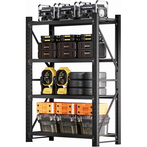 4800LBS Heavy Duty Shelving Garage Storage Shelves 78" H Metal Shelving Units Adjustable Shelves Rack for Garage,Basement,Warehouse (Black, 23.6" D x 59.1" W x78.7 H)