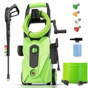 5000PSI Electric Pressure Washer,2025 New Power Washer with 33FT Resistant Extension Pressure Washer Hose, 4 Nozzles, Professional Powerwashers for Home/Car(Green)