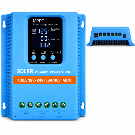 4800W 100A MPPT Solar Charge Controller 12V 24V 36V 48V Auto Battery Regulator Solar Panel Charge Controller with LCD Display Multi Protection Compatible With Lead Acid Gel AGM LiFePO4 Systems
