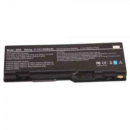 4800mAh,Hi-quality Battery for DELL Inspiron 6000 9200 9300 9400 XPS Gen 2 E1705 Compatible Part Numbers 310-6321 312-0340 312-0348 D5318 F5635 G5260…