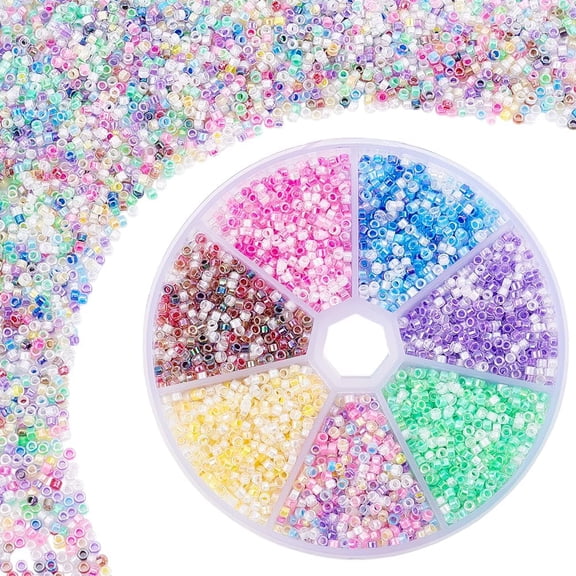 4800pcs 7 Colors Glass Seed Beads 3mm Small Seed Bead 8/0 Round Pony Bead Transparent Tiny Spacer Bead Waist Bead Craft Bead for Earring Friendship Bracelet Necklace Jewelry Craft Making