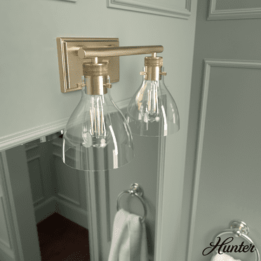 Hunter - Van Nuys 2-light Alturas Gold, Small Vanity Light, Dimmable, Transitional Style, for Bedrooms, Kitchens, Dining, Living Rooms - 48034