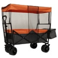 thumbnail image 1 of 480Lbs Collapsible Wagon With Canopy,Wagon Stroller With 7" All-Terrain Wheels, Lightweight Foldable Wagon, Large Capacity For Camping, Shopping, Sports, And Garden Use,orange With Mosquito Net, 1 of 27