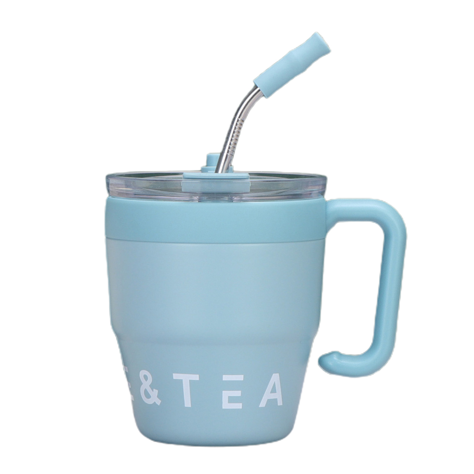 480ML Coffee Cup with Straw Stainless Steel Portable Thermal Tea Cup