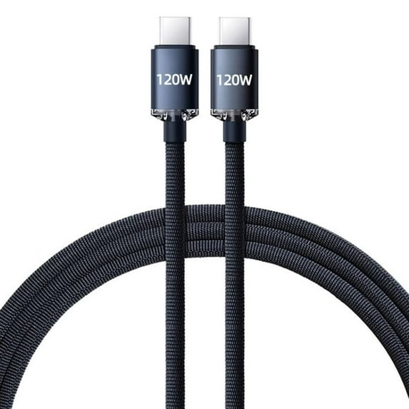 480Mbps Durable Braided 120W Quick Charge USB C Cable Type-C Charging Cable Super Fast Charger Cable PD USB-C Lead BLACK 1.5M