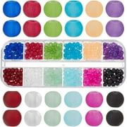 NOBRAND 480PCS 4mm Mini Frosted Glass Bead 12 Colors Transparent Frosted Crystal Beads Matte Tiny Crystal Glass Loose
