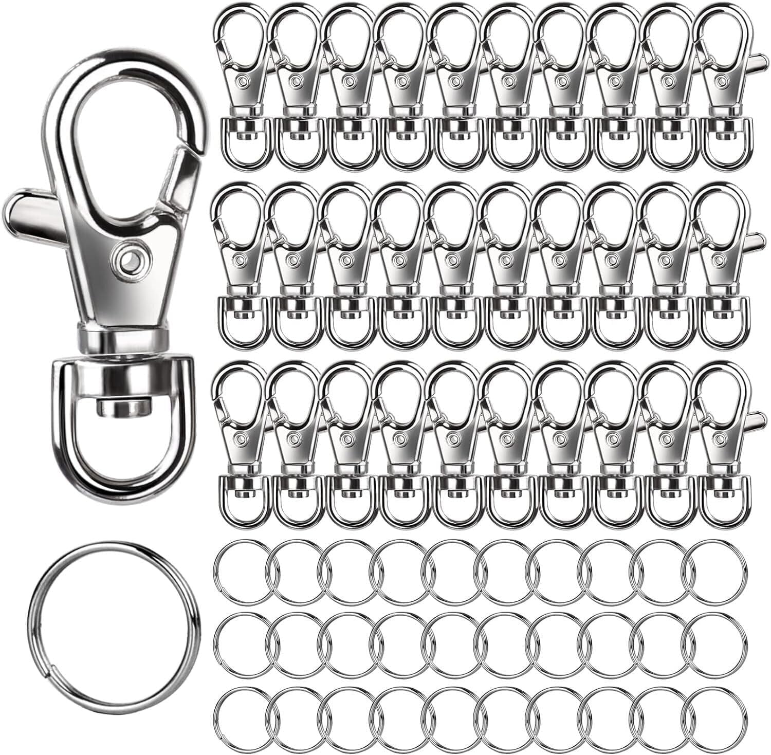 480PCS Lobster Claw Clasps and Key Rings, Keychain Making Kit - 240PCS Keychain Clips and 240PCS Key Chain Ring, for Key Chains, Crafts, Lanyard, Key, Jewelry Making