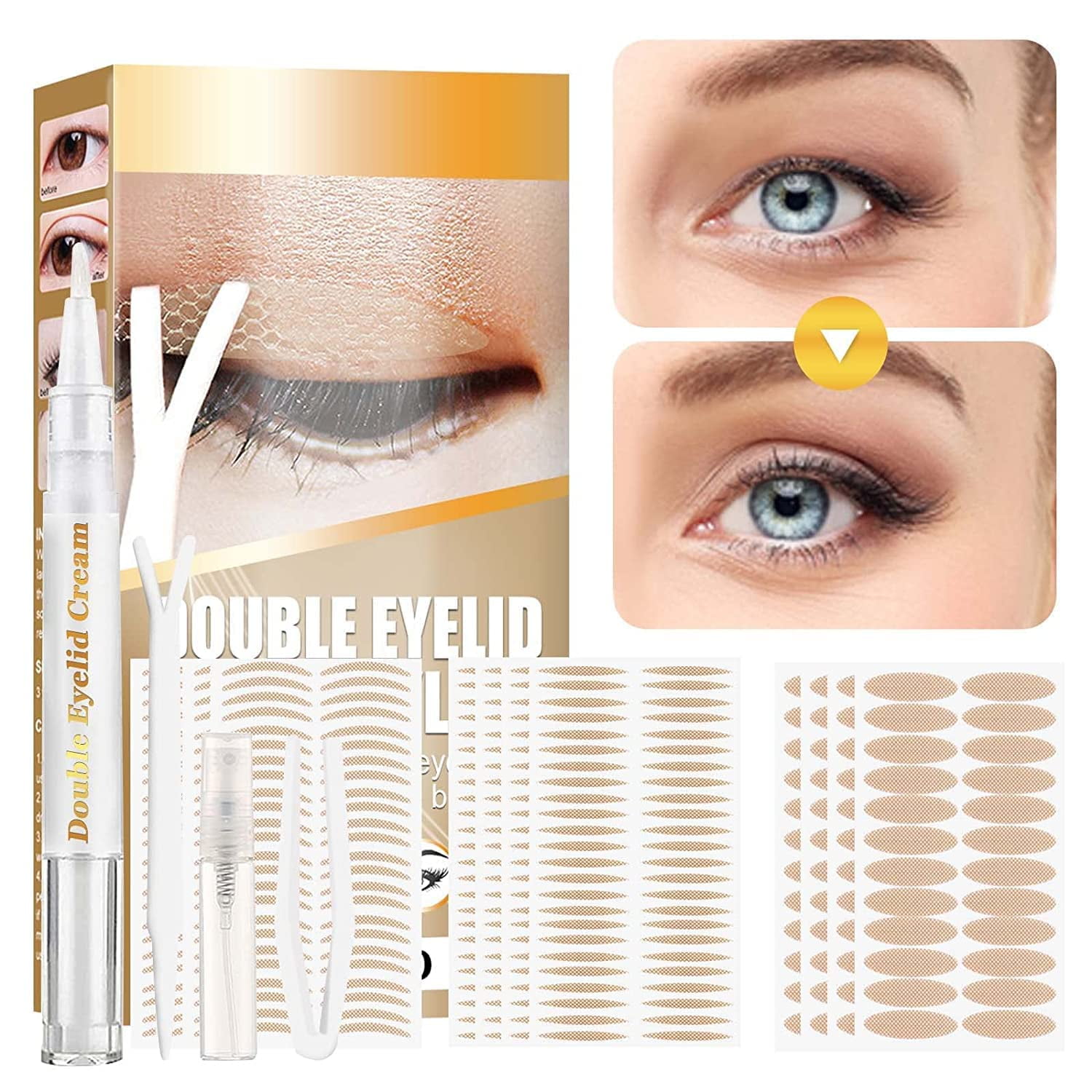 480PCS Nude Portable Breathable Naturally Lace Style Invisible Single Sided  Double Eyelid Tape Self-Adhesive Eyelid Stickers Instant Eye Lift Strips 