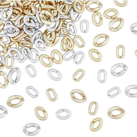 480Pcs 3 Styles Plastic Link Rings Gold and Sliver Oval Twist Link Rings Quick Link Connectors for Jewelry Making Curb Chains Phone Decor DIY Craft Multi-color