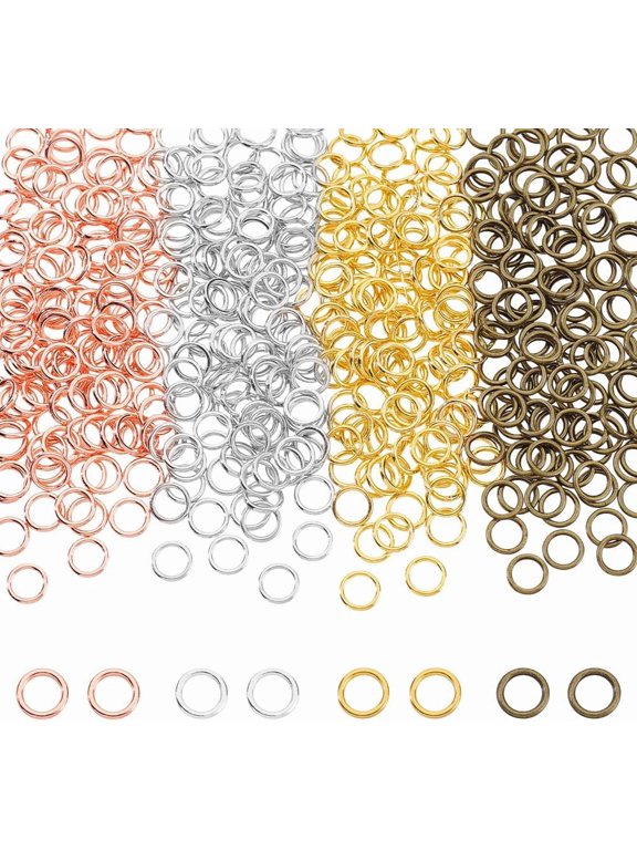 480Pcs 4 Colors Closed Jump Rings 16 Gauge 8mm Diameter Round Metal Ring Small Soldered Charms Connector Loops for Jewelry Making DIY Necklaces Bracelets Earrings Keychains Crafts Colorful