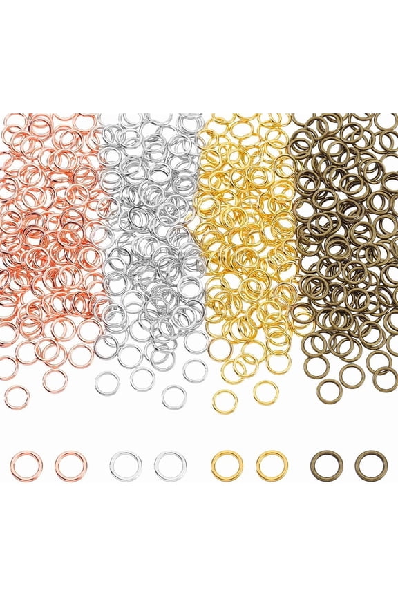 480Pcs 4 Colors Closed Jump Rings 16 Gauge 8mm Diameter Round Metal Ring Small Soldered Charms Connector Loops for DIY