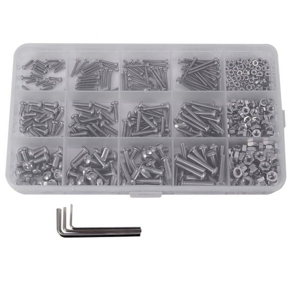 480Pcs Button Head 12 Sizes Screw And Nuts Kit,M2 M3 Steel Assorted Hex Socket Head Cap Screws Nuts Assortment Set Kit