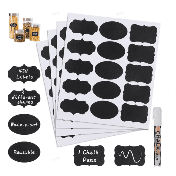 480Pcs Chalkboard Labels, Waterproof Reusable Blackboard Stickers, Mini Decorative Chalk Labels, Reusable Chalk Label for Storage Bin, Food Container, Jars