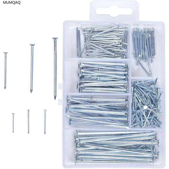 480Pcs Nail Assortment Galvanized Flat Head Nails Hardware Construction Nails for Picture, Wood and Assorted Nails