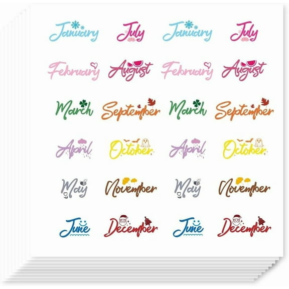 480Pcs Self-Adhesive Planner Stickers Word Stickers Theme of Month Decals for Planner Calendar Scrapbook Crafting Party Decor Gift Bag Seal Theme Party Decor 90x90mm colorful