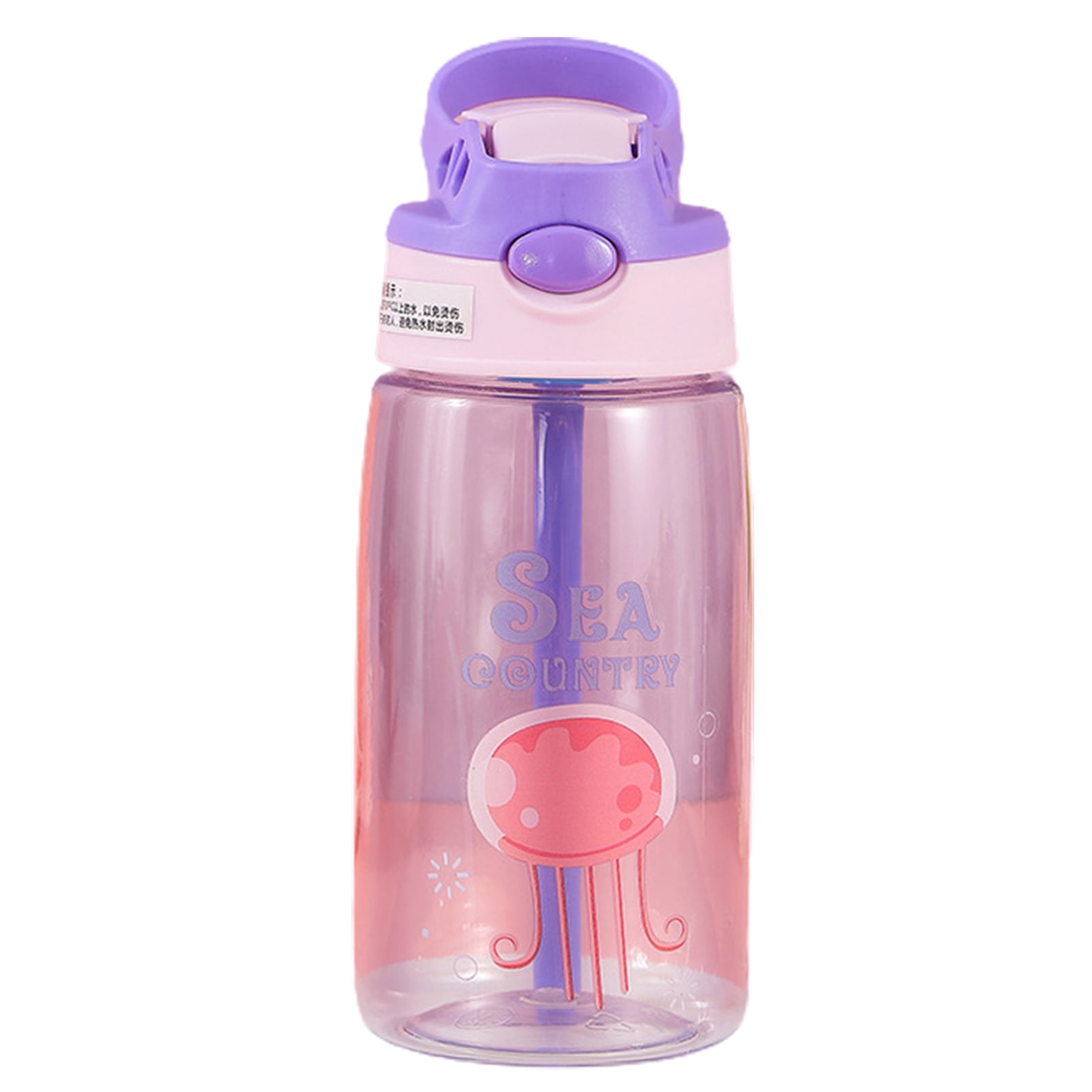 2000ml Capacity Gradient Color Plastic Water Cup With Flip Lid & Straw,  Portable Outdoor Sports Bottle, Ideal For Birthday Gift, Cartoon Purple,  Suitable For Office, Fitness, Children, Girls, Handheld For Picnic