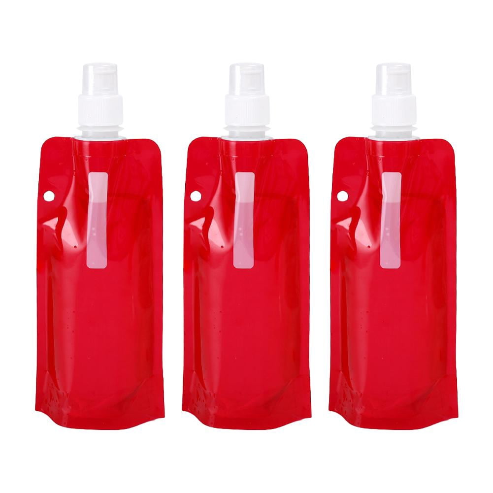 480ml Foldable Water Pouch 3 Pack Leak Resistant Collapsible Bottle ...