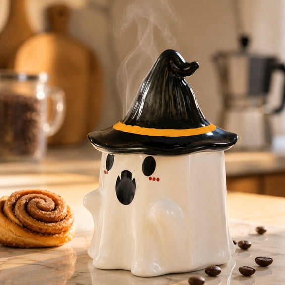 480ml Halloween Ghost Witch Hat Ceramic Mug, Cute Spooky Novelty Coffee Tea Cup Fall Holiday Home Table Decor