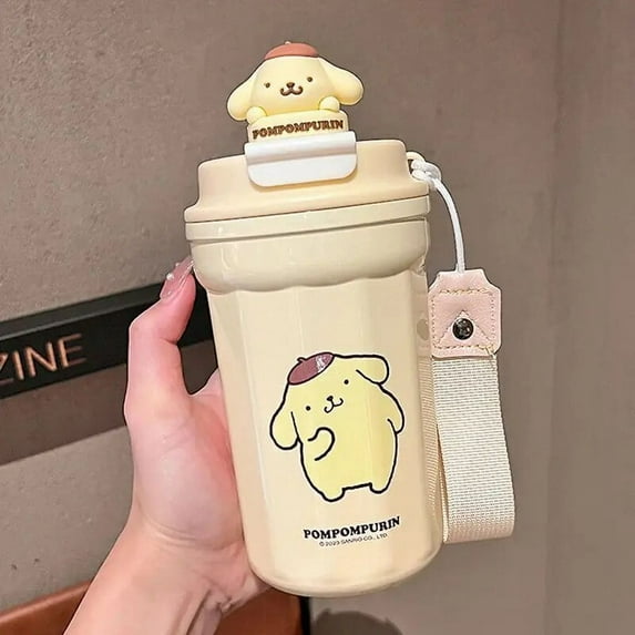480ml Kawaii Sanrio Anime Keep Warm Cup Cinnamoroll Kuromi Cartoon Steel Leakproof Water Bottle Lovely Birthday Student Gift