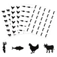 thumbnail image 1 of 480pcs 4 Styles Black Meal Stickers 1.5 inch Food Choice Sticker Rooster/Carrot/Fish/Cattle Wedding Meal Indicator Stickers Kitchen Stickers for Place Card Wedding Party Supplies DIY Mixed Shapes, 1 of 6