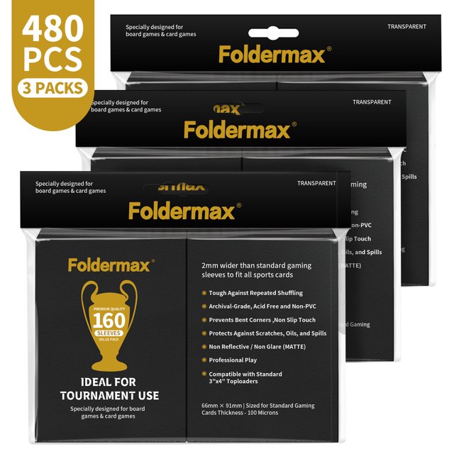 480pcs Foldermax Matte Black Card Sleeves for Trading Cards Deck