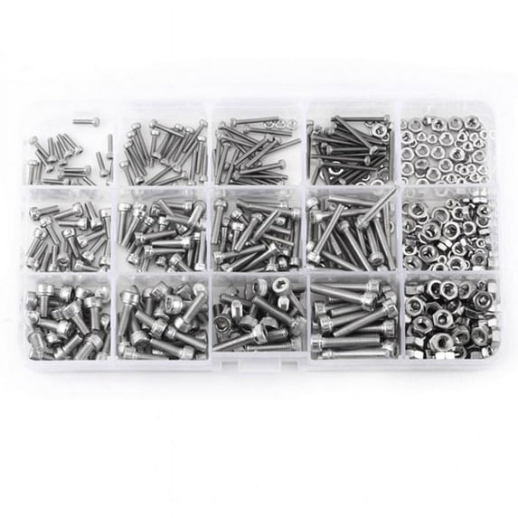 480pcs M2 M3 Hex Socket Screws Set Stainless Steel Hex Socket Cap Head Nuts Repair Tool,1 set of 480 Pcs hex screw and nut fasteners,Silver