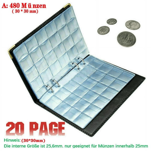 480tlg 2 Euro Coin Album Collecting Album Coin Album Folder Albums Ringbook,3x3cm