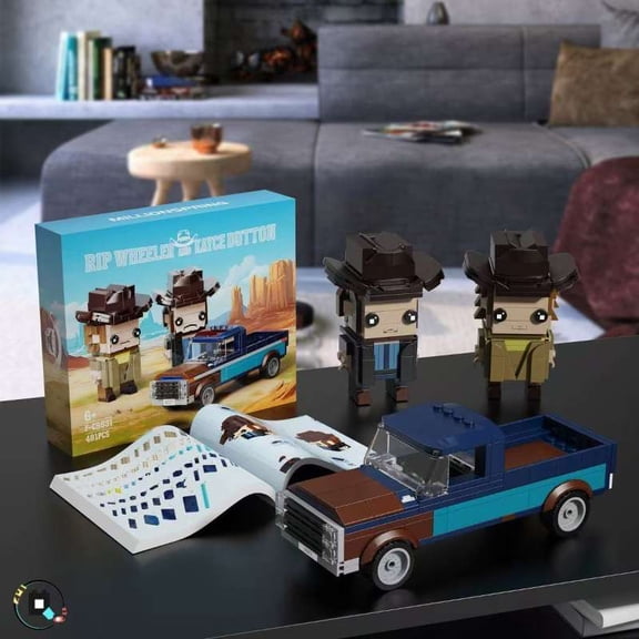481 PCs Yellowstone Inspired Ranch Building Set - Mustache Rancher & Patriarch Collector Models with Display Base, Walmart Exclusive Desktop Gift for Adult Fans 6+