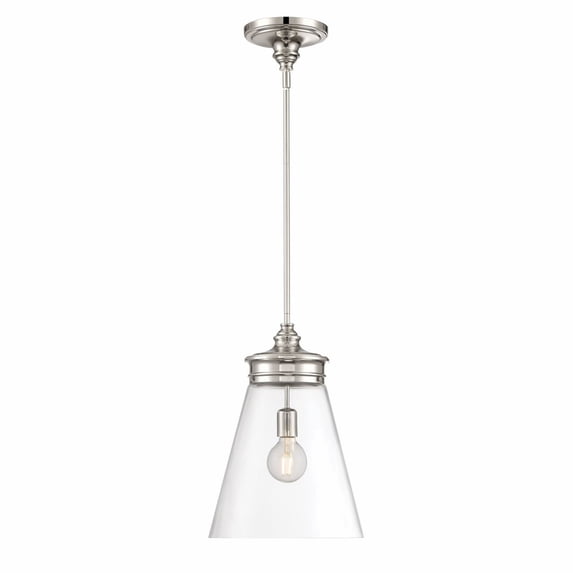 4811-PN-CL-Norwell Lighting-Emma - 1 Light Pendant-17.5 Inches Tall and 12 Inches Wide-Polished Nickel Finish