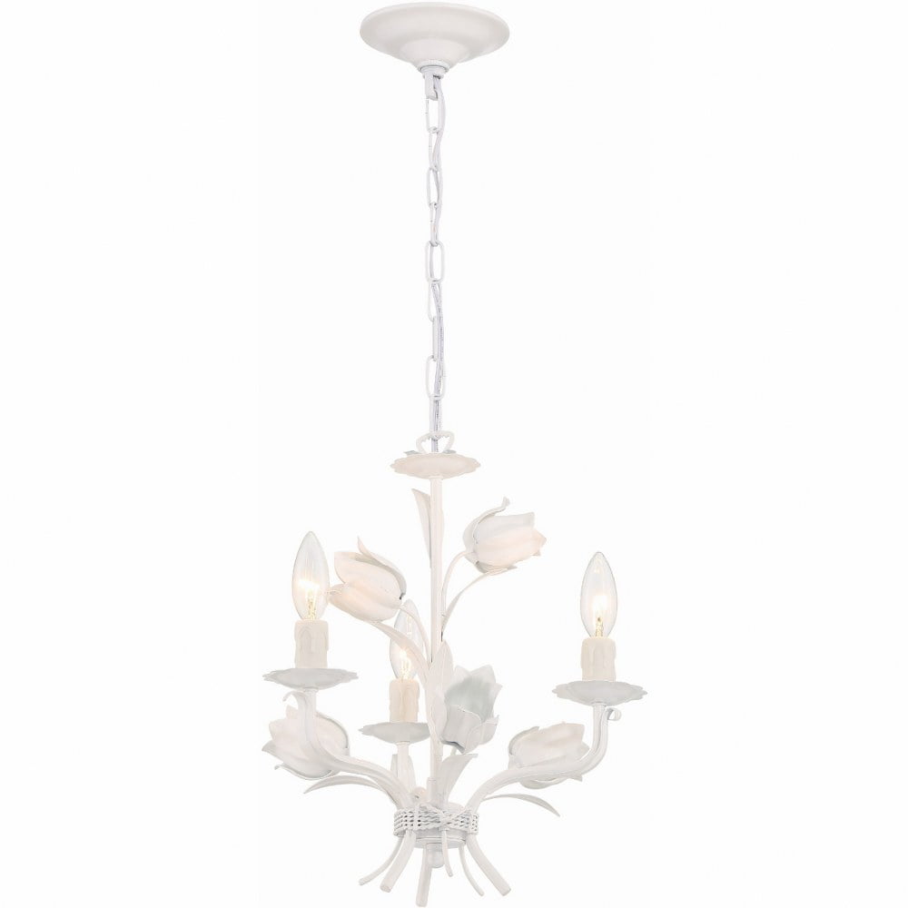 Southport Tulip Bloom 3-Light Chandelier in Wet White