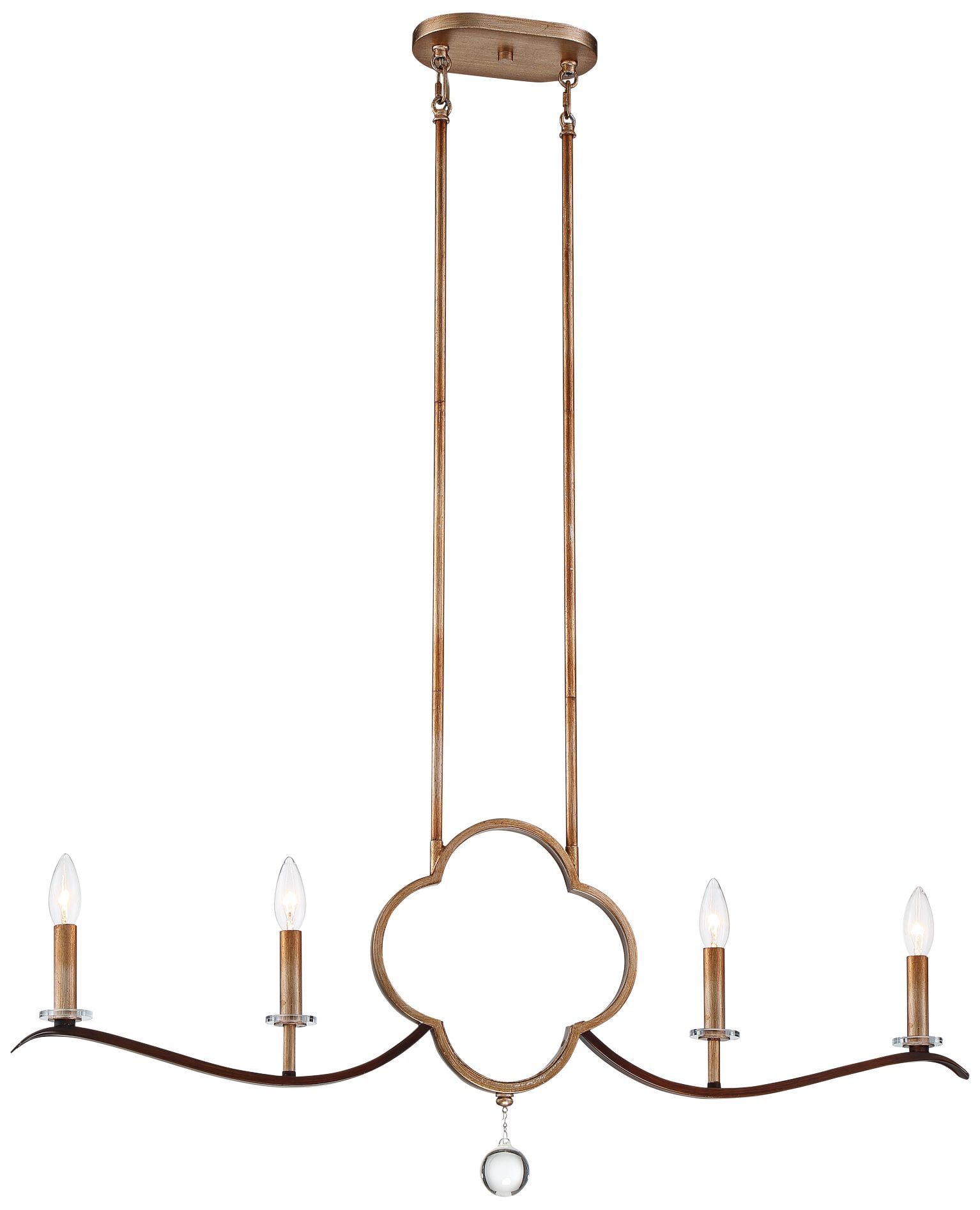 Ava Libertine 4-Light Pale Gold Distressed Bronze Island Chandelier