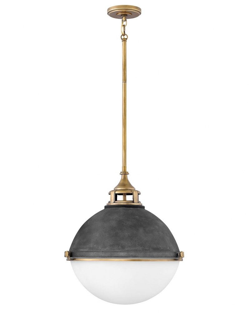 Satin Brass Etched Opal Glass 2-Light Elegant Pendant