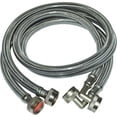thumbnail image 1 of 48378 Braided Stainless Steel Washing Machine Hoses with 90 Degree Elbow, 3/4 inch FHT, 6 Ft, 2 Pack$$Tools & Hardware Other, 1 of 4