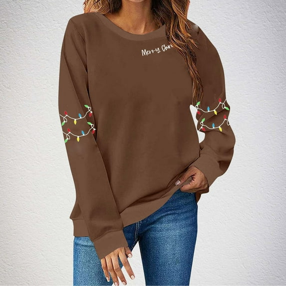 Generic Womens Merry Christmas Sweatshirts Fall Winter Fashion Light Sweatshirts Long Sleeve Shirts Crewneck Pullover Tops