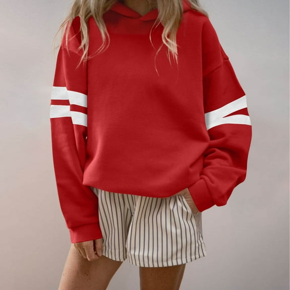 Generic Womens Oversized Crewneck Sweatshirts Fleece Striped Shirts Loose Casual Pullover Tops Fall Long Sleeve Preppy Blouse