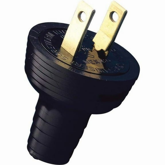 48642-000 Residential Vinyl Non-Polarized Round Plug 1-15P 18-14 AWG 2 Pole 2 Wire - Black