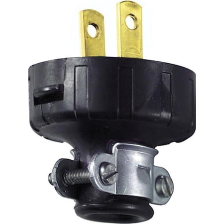 48646-000 Residential Vinyl Non-Polarized Plug 1-15P 18-14 AWG 2 Pole 2 Wire - Black