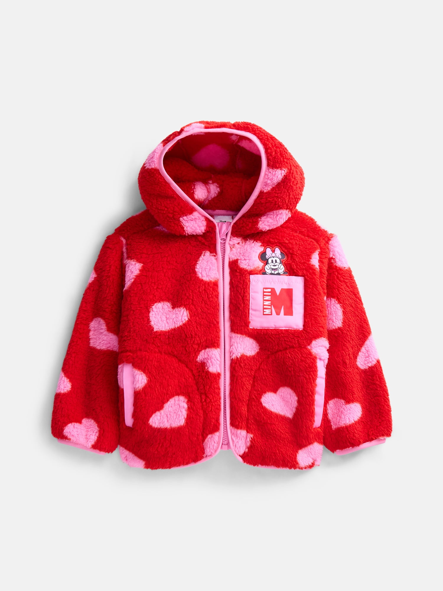 Minnie Mouse Toddler Girls Fleece Full Zip Hooded Jacket, Sizes 12M-5T