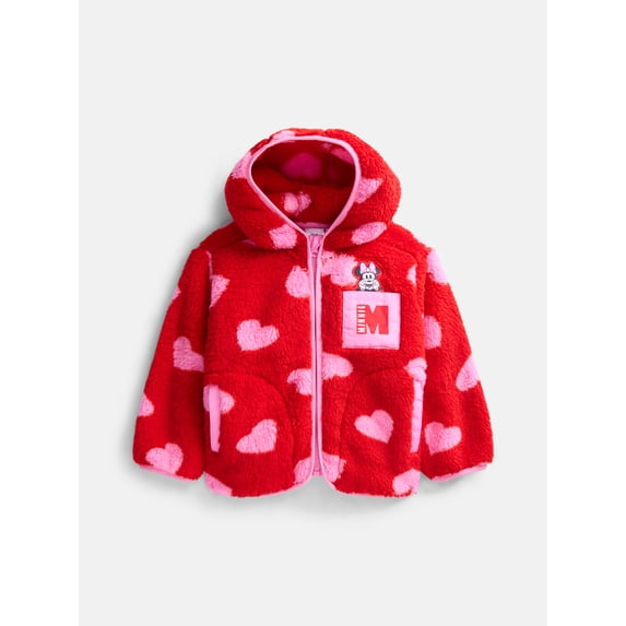 Minnie Mouse Toddler Girls Fleece Full Zip Hooded Jacket, Sizes 12M-5T