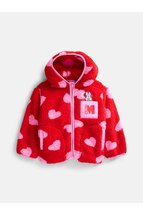 Minnie Mouse Toddler Girls Fleece Full Zip Hooded Jacket, Sizes 12M-5T