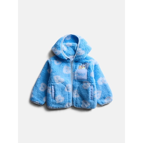 Bluey Toddler Girls Fleece Full Zip Hooded Jacket, Sizes 12M-5T