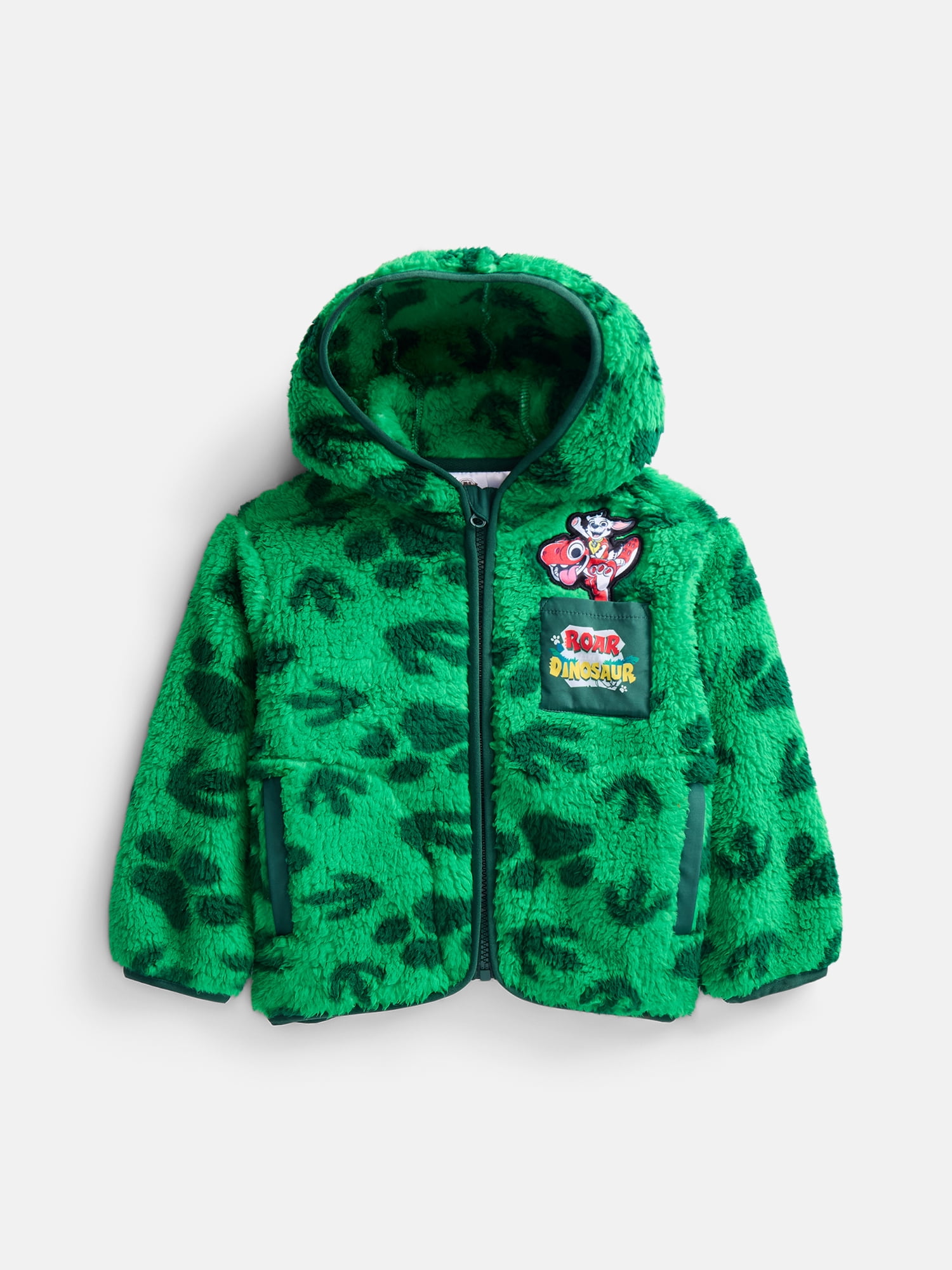 Paw Patrol Roar Dinosaur Toddler Boys Fleece Full Zip Hooded Jacket, Sizes 12M-5T