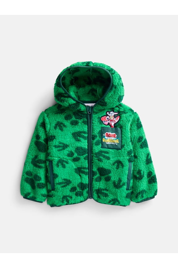 Roar Dinosaur Toddler Boys Fleece Full Zip Hooded Jacket, Sizes 12M-5T